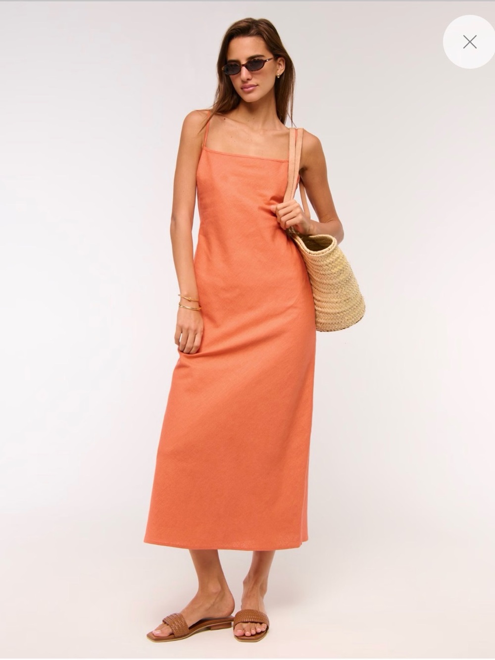 The A&F Julia Slip Linen-Blend Midi Dress Sz. Small (Tall)